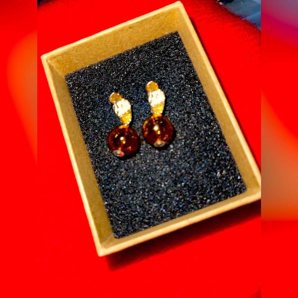 Amber Glass Bead Earrings